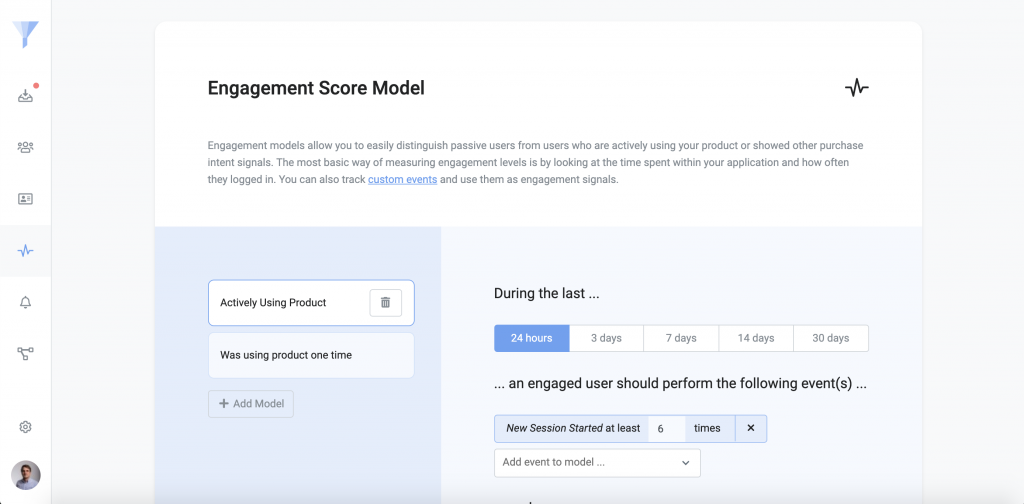 Image of the behavioral engagement setup in Refiner.