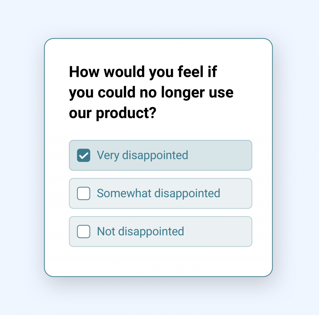 Illustration of a simple Product Market Fit (PMF) survey