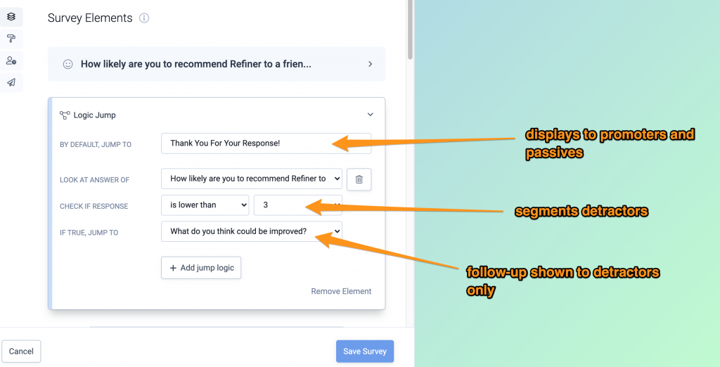 Targeting options for NPS follow-up.