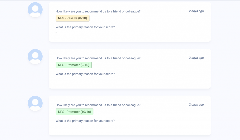 Customer responses to the NPS follow-up question.