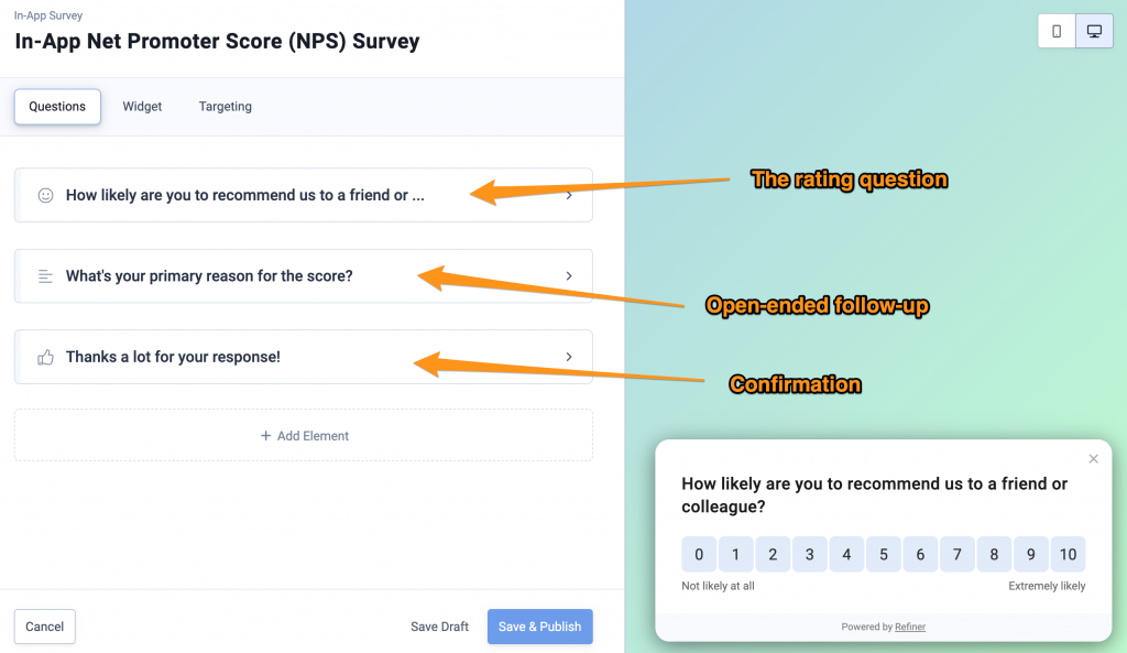 Image showing NPS survey setup.