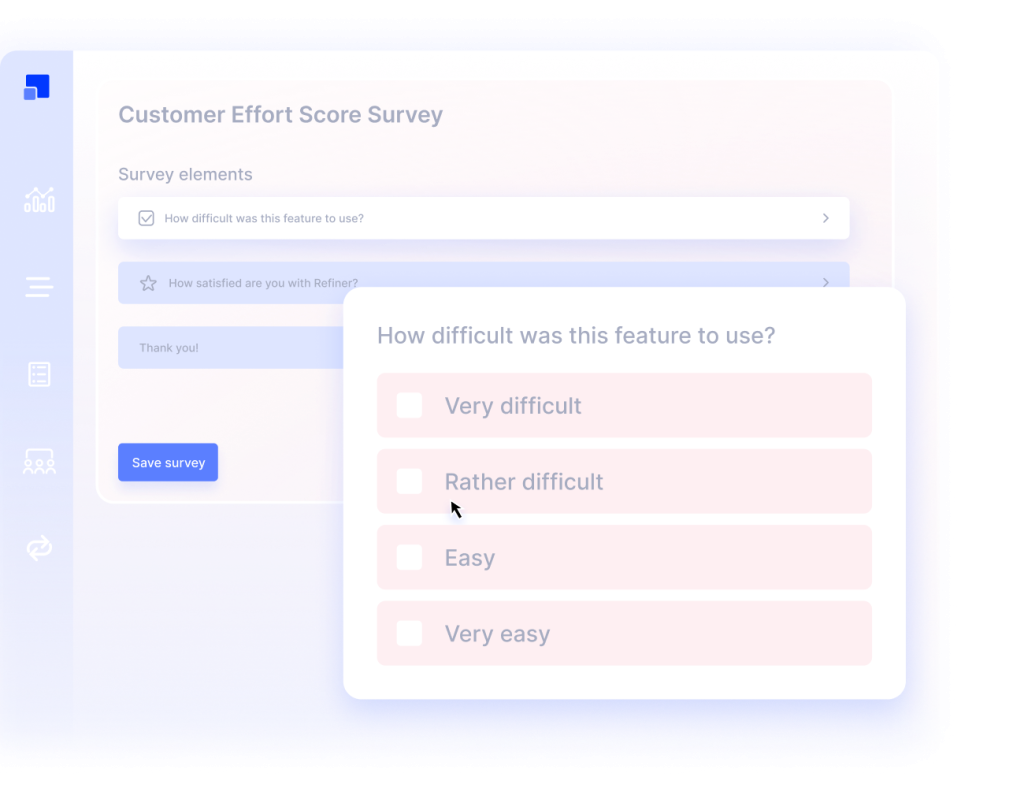 Customer effort score survey example.