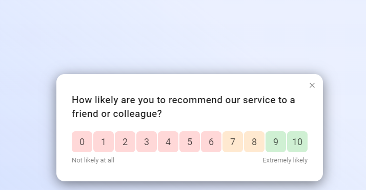 Example of an NPS survey website widget.