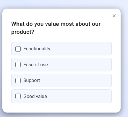 Product-market fit survey example.