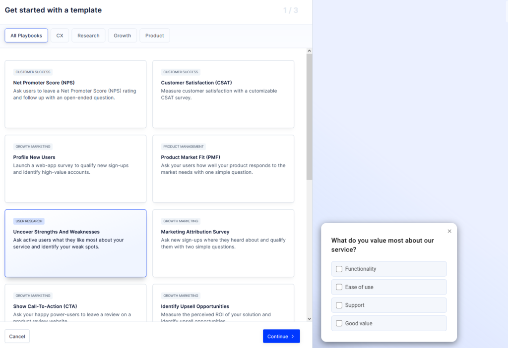 UX research survey templates.