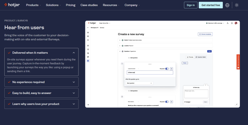 Hotjar customer behavior research tool.