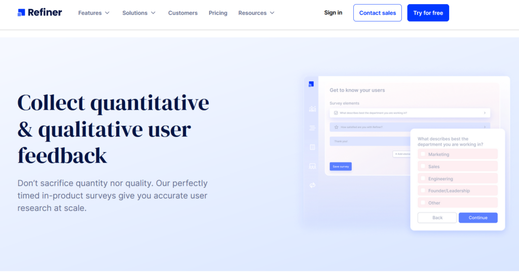 Refiner - best UX survey tool.