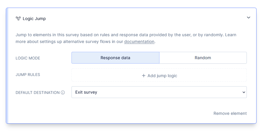 Survey logic settings. 