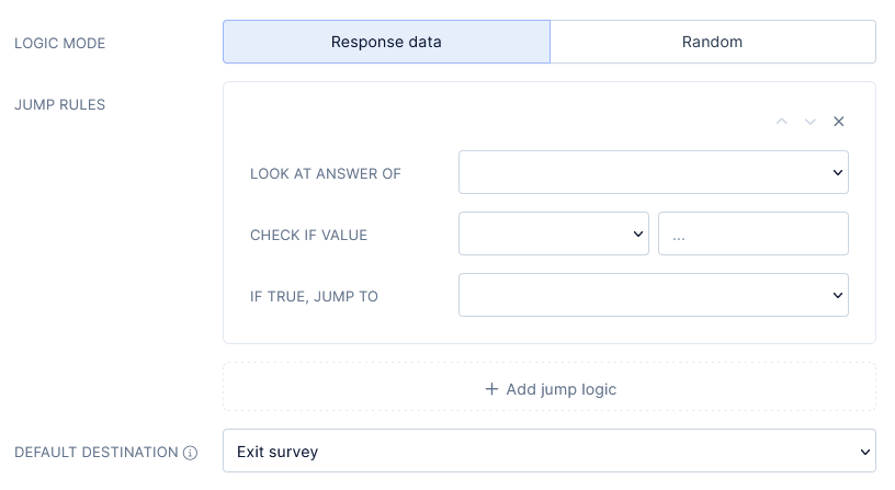 Full list of survey logic settings to use. 