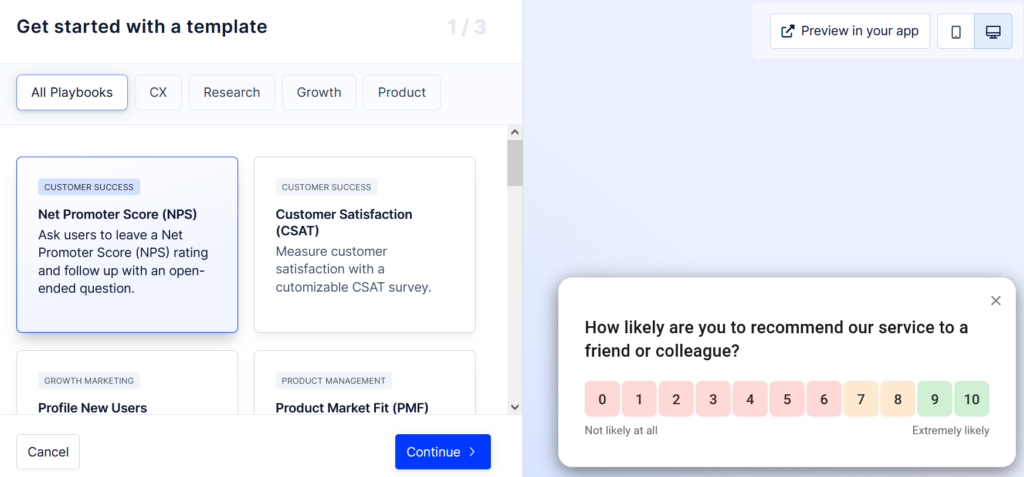 NPS survey templates. 