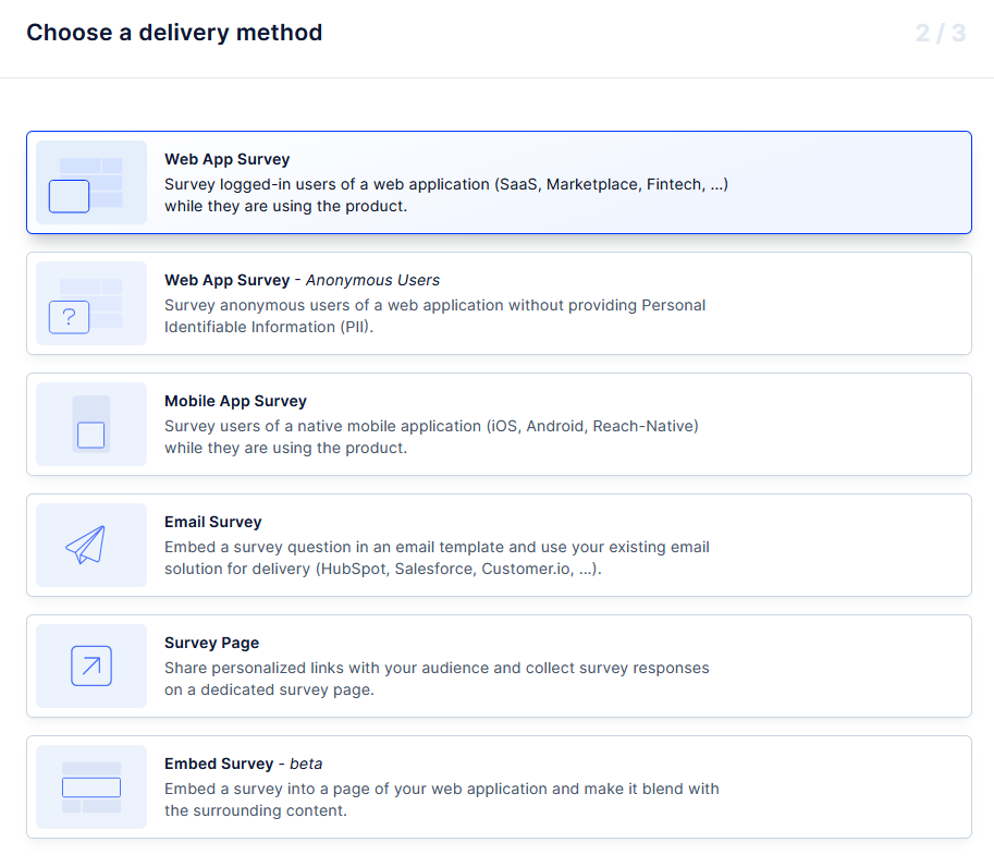 List of CSAT delivery methods.