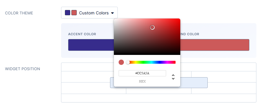 Setting up a color scheme for an in-app popup notification.