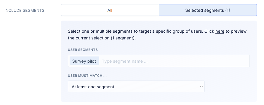 Creating user segments to test in-app notifications.