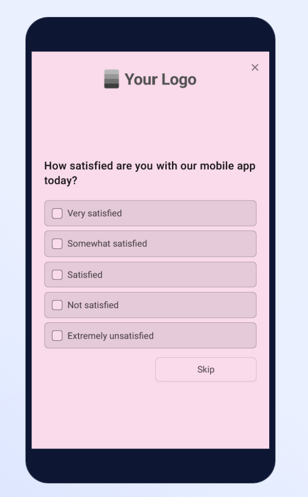 Another example of a mobile app survey.