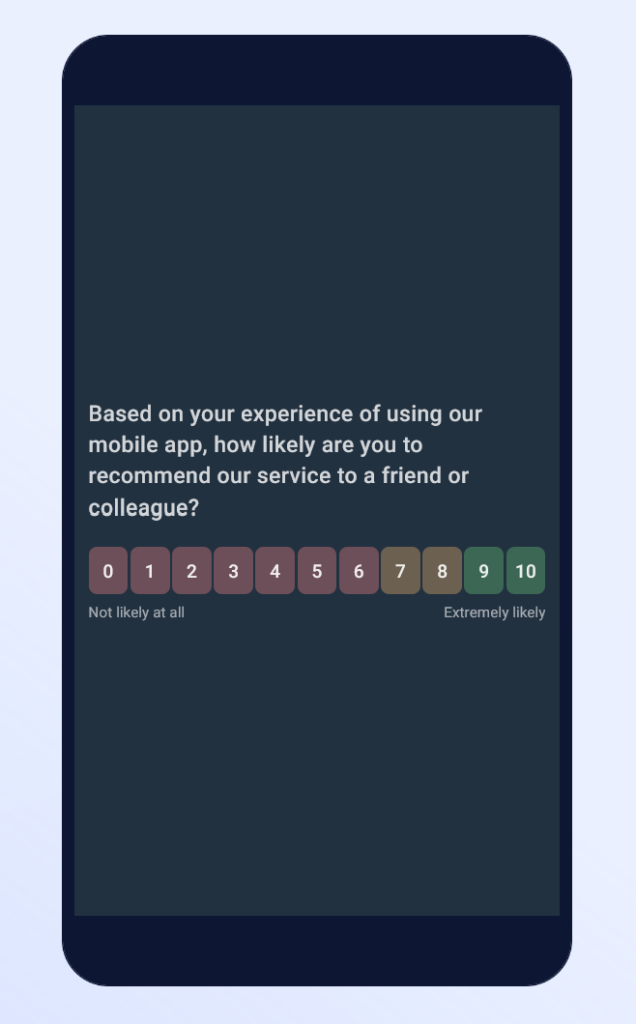 NPS in a mobile app survey.