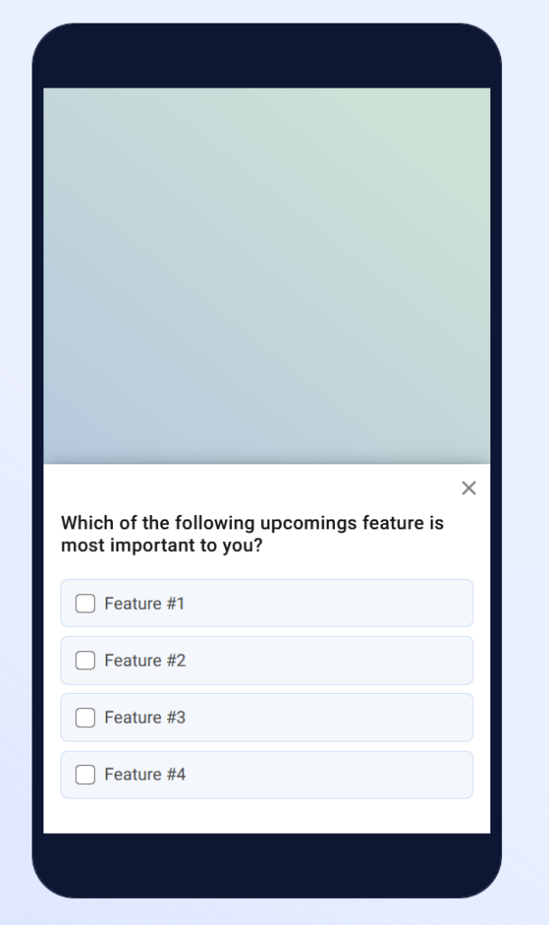 Product roadmap validation survey in a mobile app.