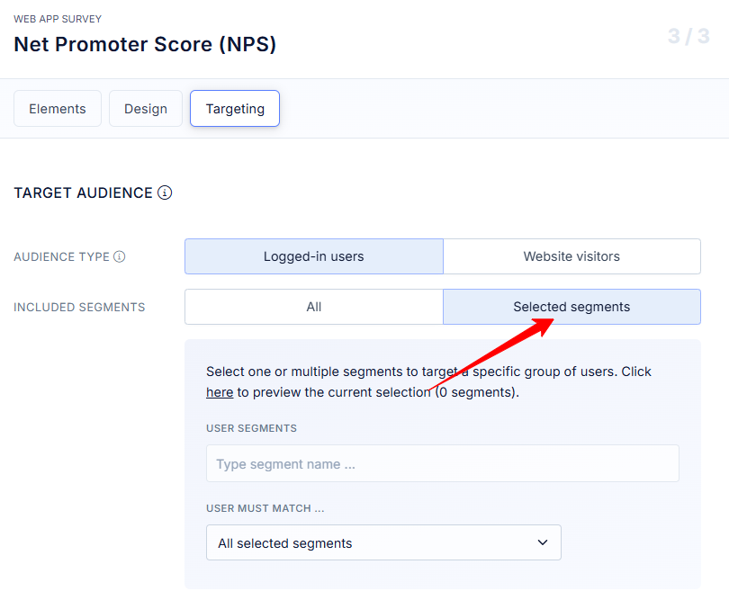 In-app NPS user segments.