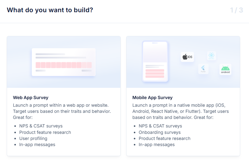 Different types of in-app NPS surveys.