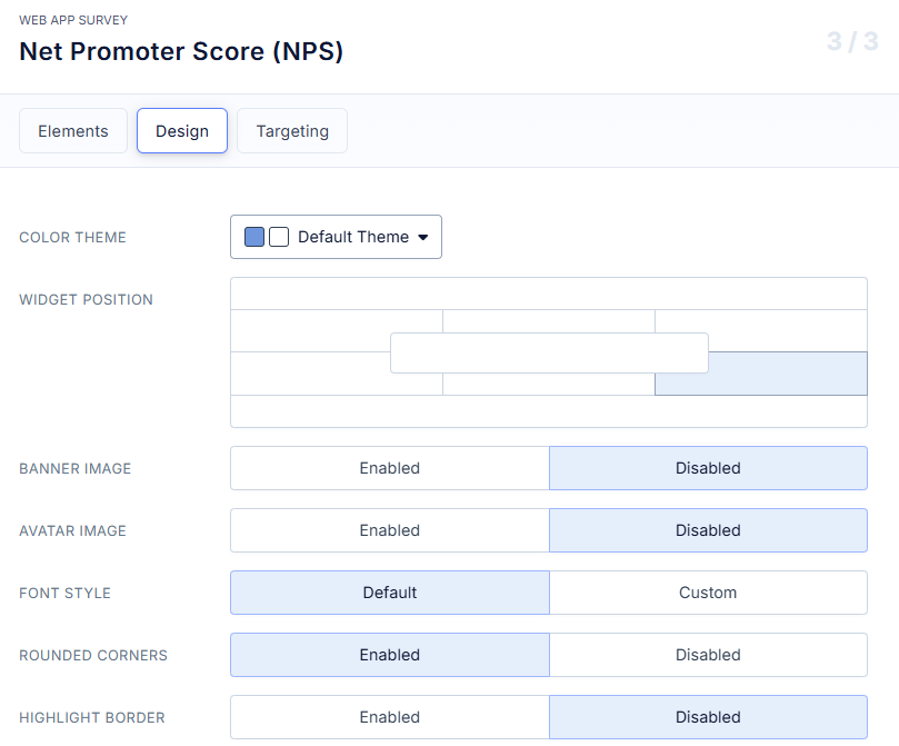 Styling the in-app NPS survey.
