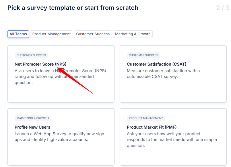 In-app NPS survey template.
