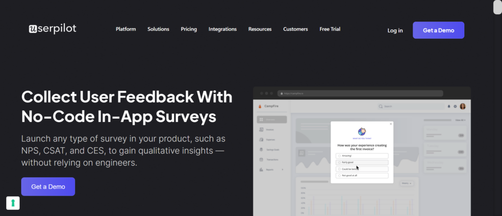 Userpilot in-app NPS software
