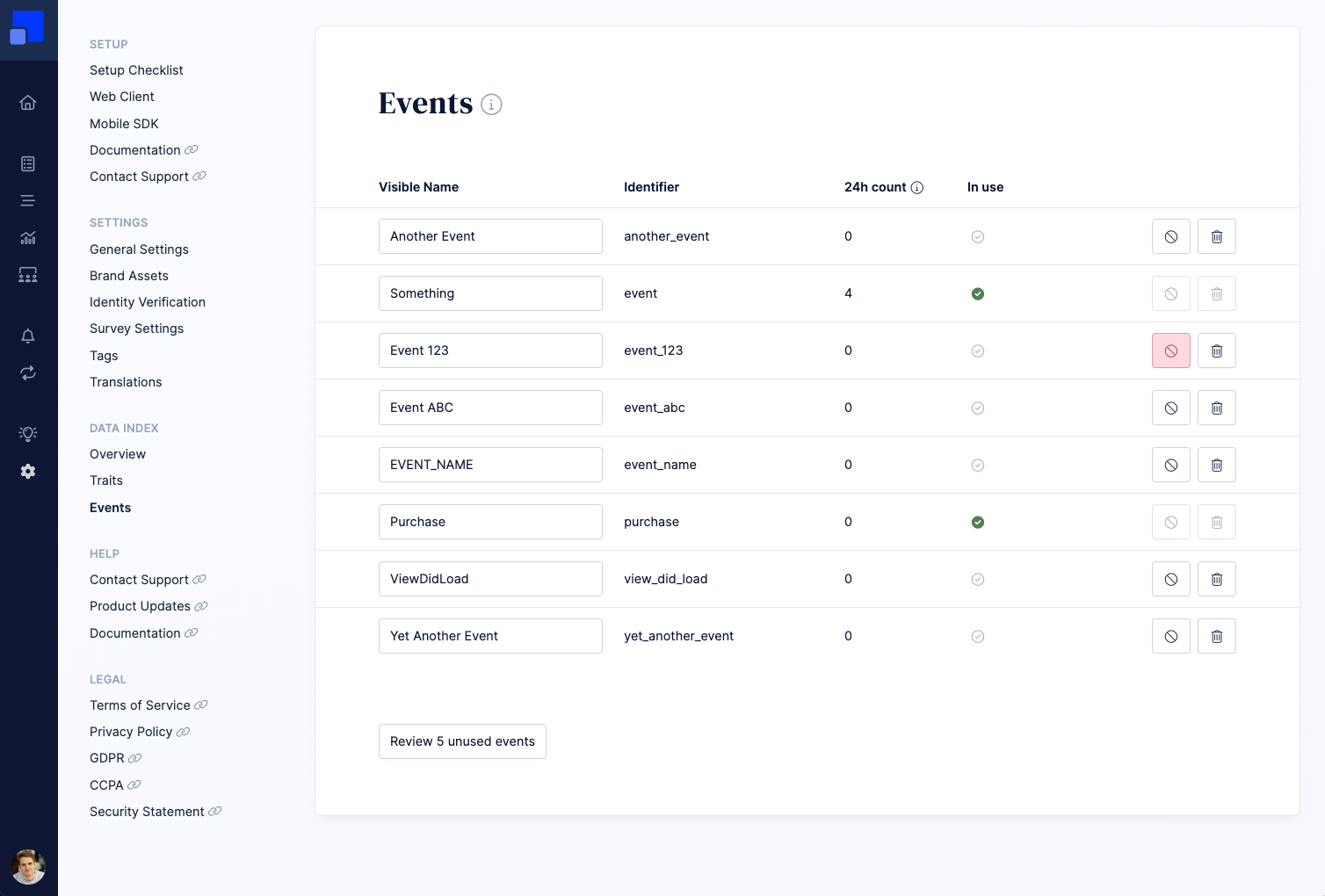 Tracked Events