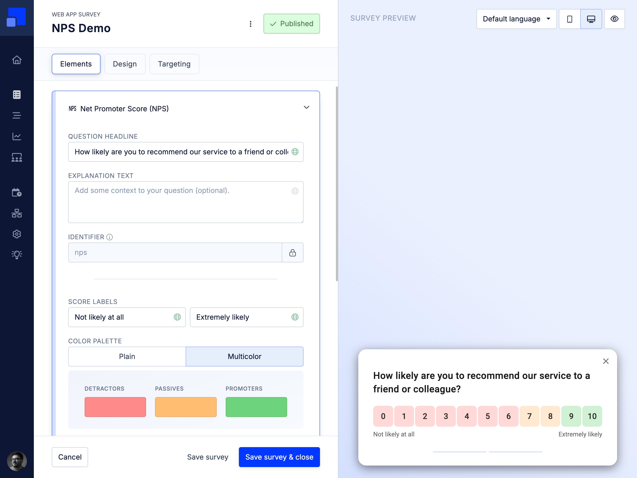 Customize surveys