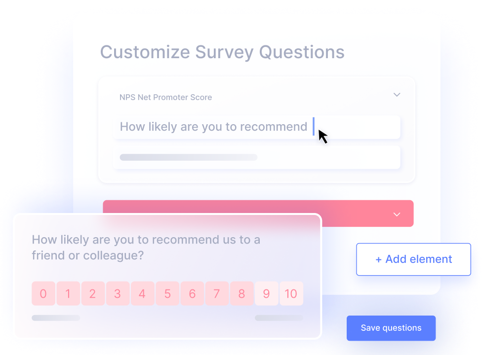 Fully customizable survey widgets